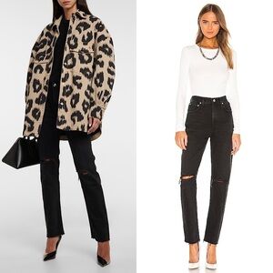 AGOLDE 90s High Rise‎ Distressed Denim Ripped Knee Raw Hem Straight Leg Jeans 25